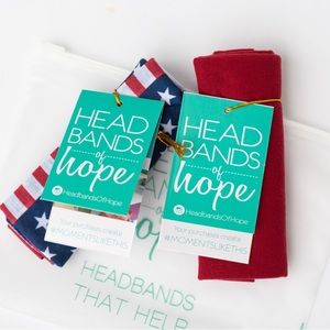 Headband set 1 American flag & 1 burgundy Headbands of Hope tube turbani